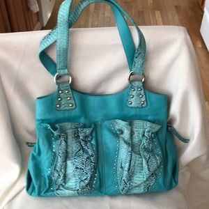 Falchi Aqua Leather Handbag/Crossbody
